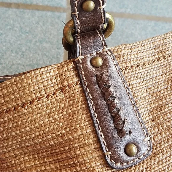 Fossil Bag Genuine Classic 1954 Vintage Bag Small Woven Brown Leather Trim - Picture 6 of 15